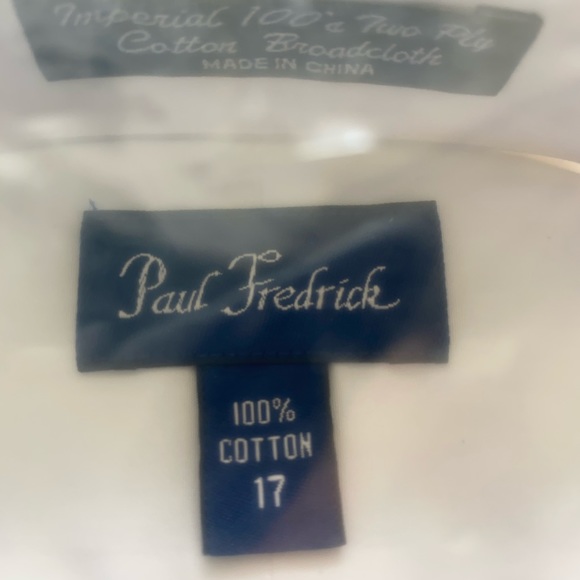 Short-Sleeve White Cotton Paul Frederick Men’s 17 - Picture 2 of 4